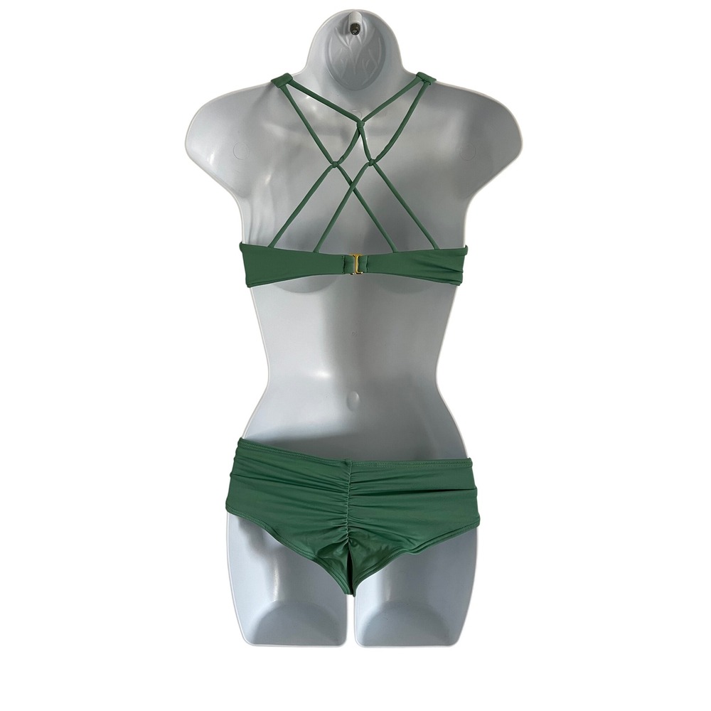 B SWIM Oasis Crisscross Back Bralette Bikini Top and Ruched Bottom Set - Picture 4 of 11